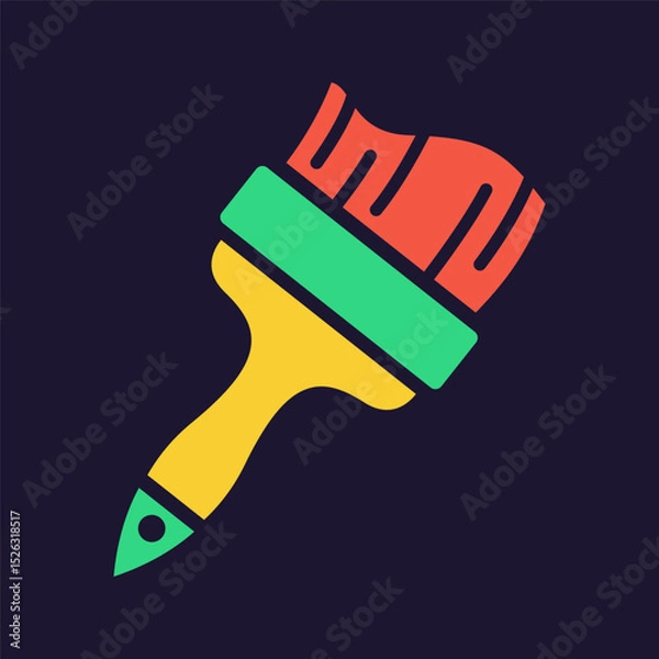 Fototapeta Paint brush icon. Construction tool. Color vector instrument illustration