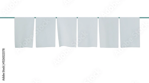 Obraz white cloth flag on a string line 3D rendering