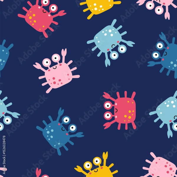 Obraz Cute crabs kids seamless pattern
