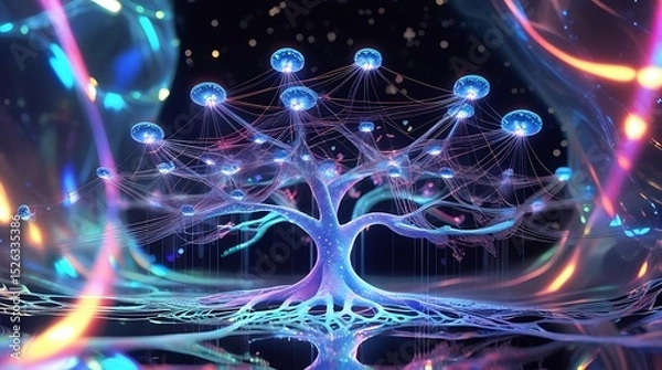 Obraz Interconnected Data Network a Futuristic Visualization