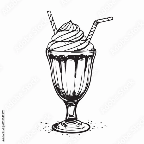 Obraz Vanilla Milkshake With Sprinkles Images Vector Isolated on white background.