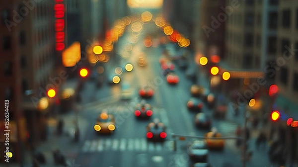 Fototapeta vibrant city scene with blurred lights and traffic, creating lively atmosphere
