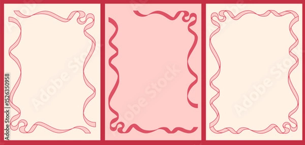 Fototapeta Versatile vintage frame template set. Elegant ribbon designs. Background set for greeting cards, invitations, and romantic-themed events