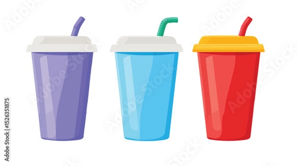 Fototapeta Modern Plastic Cup Drink Vector Icon for Refreshing Beverage Graphics