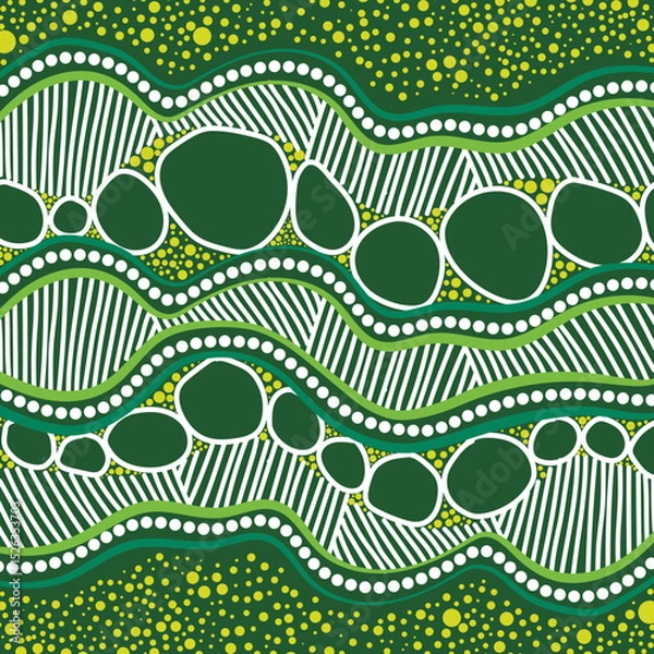 Obraz Abstract Aboriginal Landscape illustration in Green Tones