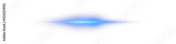 Fototapeta Png glowing horizontal blue light beam with radiant lens flare and shine. Futuristic energy line flash with shimmer, speed, and neon highlight. Transparent digital PNG illustration.