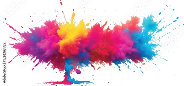 Obraz Vibrant Watercolor Splash and Brush Strokes, Imbuing the Canvas with Colorful and Bold Stains, Splashes, and Streaks, All Set Against a Clean White Background for a Contemporary and Artistic Flair.
