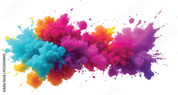 Obraz Vibrant Watercolor Splash and Brush Strokes, Imbuing the Canvas with Colorful and Bold Stains, Splashes, and Streaks, All Set Against a Clean White Background for a Contemporary and Artistic Flair.

