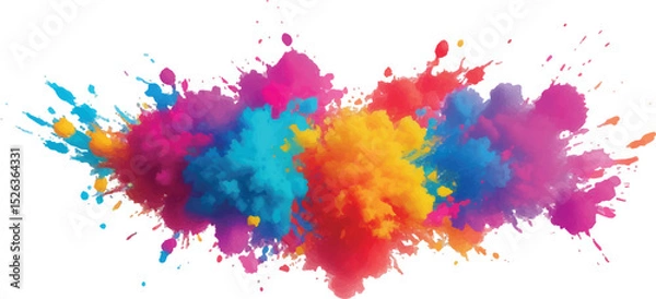 Obraz Lively and Bold Watercolor Stains and Brush Strokes in an Explosive Burst of Colors, Creating a Modern Abstract Design on a Crisp White Canvas, Bringing a Dynamic Artistic Expression.
