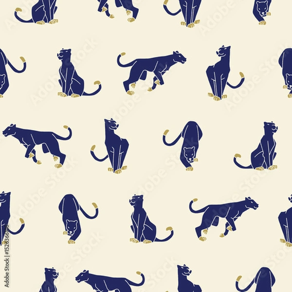 Obraz Vector Panther Seamless Pattern Background for Print Fabric Surface Fashion Wrapping