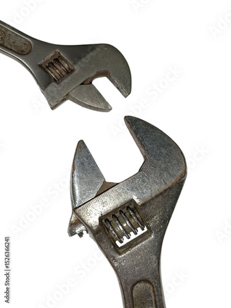 Fototapeta Two adjustable wrench isolated on white