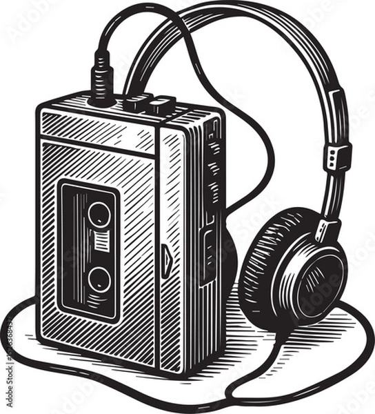 Fototapeta vintage portable cassete player vector illustration