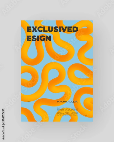 Obraz Bright abstract poster with fluid 3D shapes. Vivid Tubes with Gradient Effect