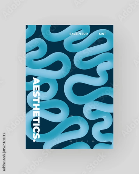 Obraz Bright abstract poster with fluid 3D shapes. Vivid Tubes with Gradient Effect