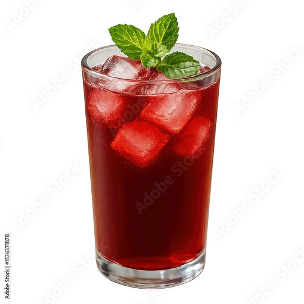 Fototapeta Kokum Sarbat in Glass with Ice Cubes