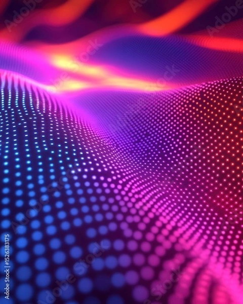 Fototapeta Abstract digital landscape of glowing dots in vibrant colors