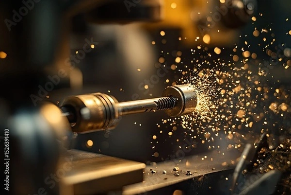 Obraz Locksmith in Workshop Makes New Key Use Grinding Engraving Machine Production of Duplicate Metal Key