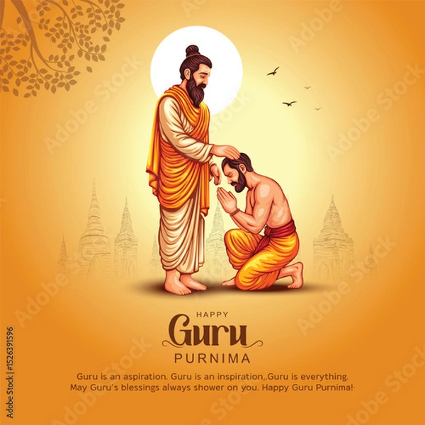 Fototapeta new Happy guru Purnima guru and shishya blessing. god abstract Vector Illustration design.