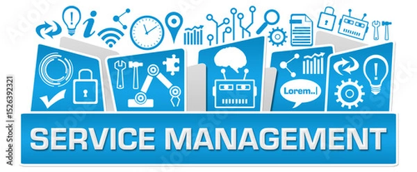 Obraz Service Management AI Symbols On Top Blue 