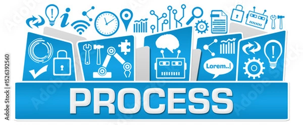 Obraz Process AI Symbols On Top Blue 