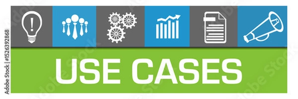 Obraz Use Cases Blue Green Box Business Symbols On Top Squares 