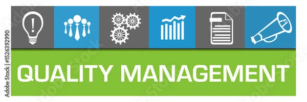Obraz Quality Management Blue Green Box Business Symbols On Top Squares 