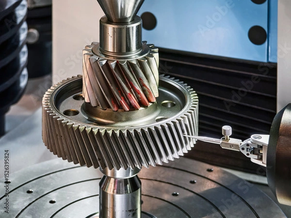 Obraz Detailed view of precision gears in a manufacturing workshop highlighting machining processes and industrial technology