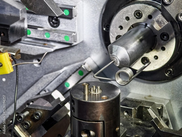 Obraz Wire bending machine demonstrates precision in metal fabrication at a manufacturing facility
