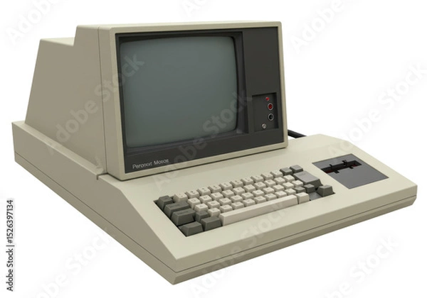 Obraz Isolated Vintage Personal Computer on White Background