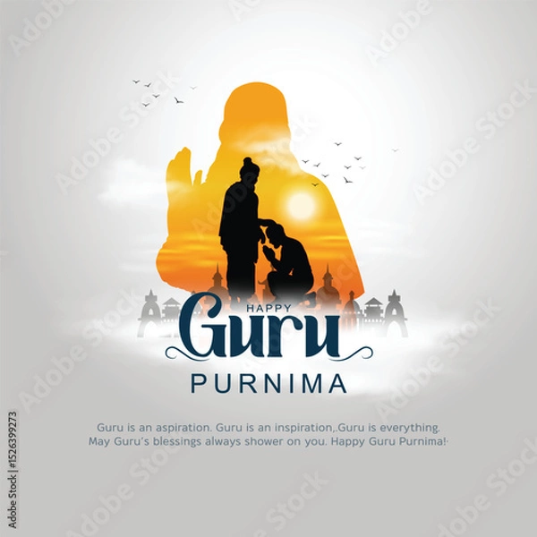 Fototapeta new Happy guru Purnima guru and shishya blessing. god abstract Vector Illustration design.