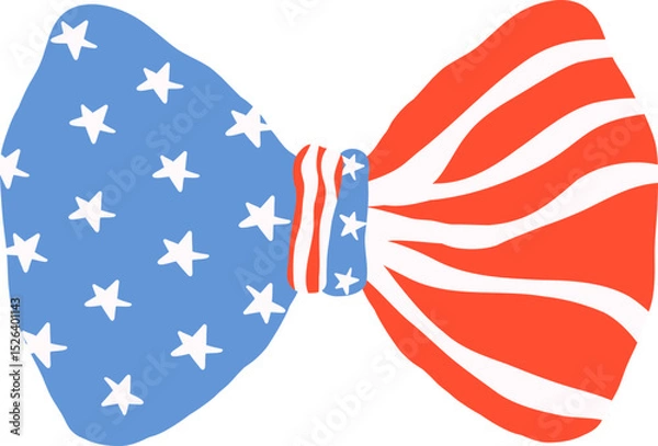 Obraz Coquette 4th of july bow tie in flat design for patriotic