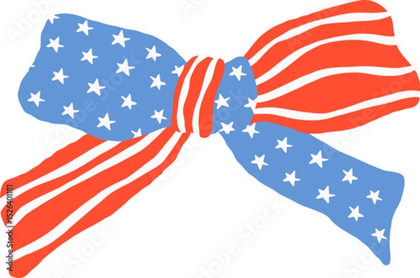 Obraz Coquette 4th of july wavy bow in flat design for patriotic