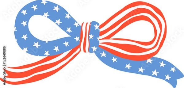 Obraz Coquette 4th of july ribbon bow in flat design for patriotic