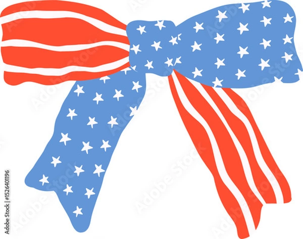 Obraz Coquette 4th of july bow in flat design for patriotic