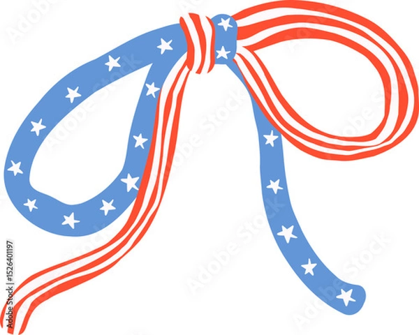 Obraz Coquette 4th of july ribbon bow wavy in flat design for patriotic