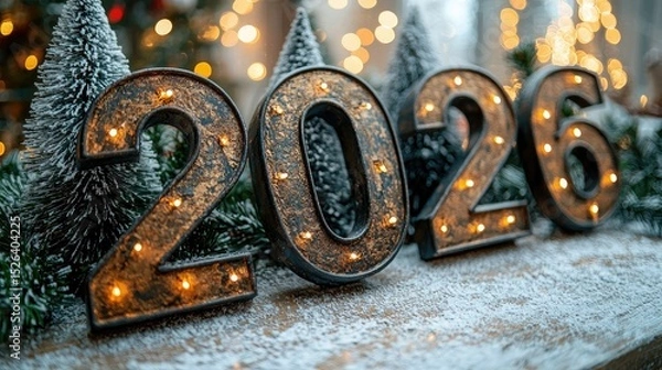 Obraz Illuminated numbers marking the new year 2026.