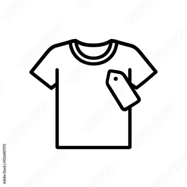 Obraz T-shirt with price tag representing clothing sale – outline icon