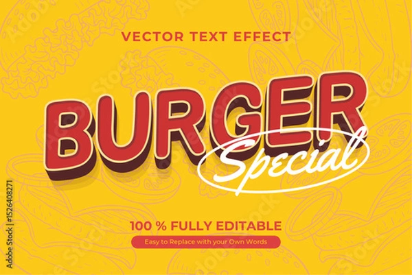 Obraz Vector Text Effect for Burger Promotion with burger pattern background