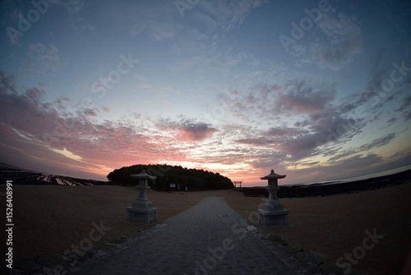 Obraz 青島海岸の朝焼け