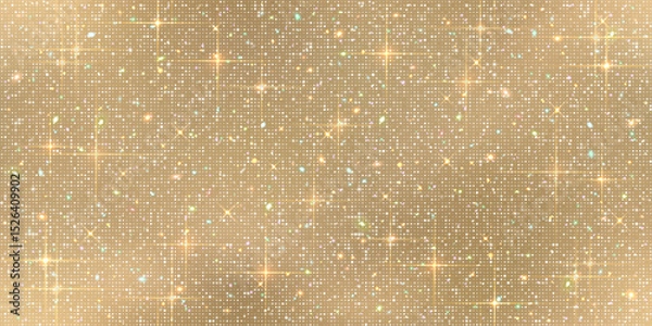 Obraz Seamless shiny multicolored sparkles surface background - bedazzled sparkling fabric texture vector illustration. Golden glittering backdrop. Shimmering abstract wallpaper.