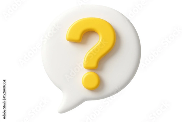 Fototapeta 3d yellow question mark in speech bubble isolated on transparent background