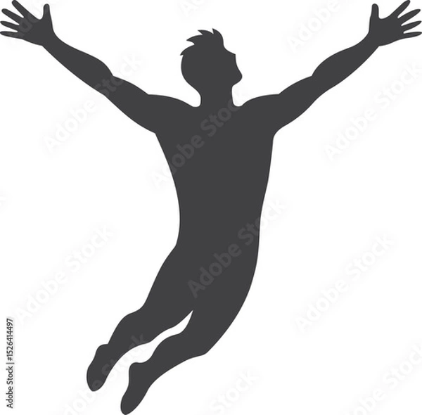 Obraz Man soaring with arms outstretched in a silhouette of joy and freedom
