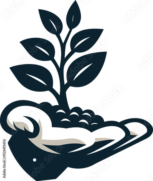 Obraz Hand cradling a growing plant, symbolizing new life and environmental care