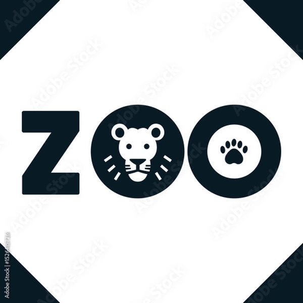 Obraz Zoo Logo Lion and Paw Print Icon