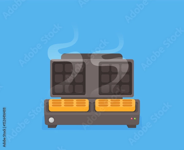Obraz Waffle maker in flat design style isolated on color background