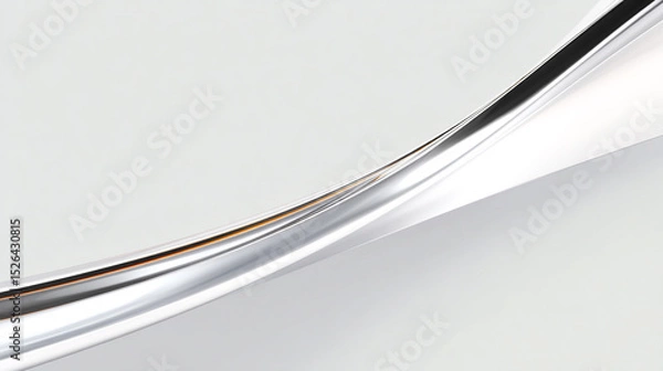 Obraz Abstract chrome metal flow with fluid movement, smooth reflective surface, modern minimal design, silver and white color, elegant and futuristic style