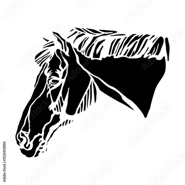 Fototapeta Abstract black silhouette of horse head vector illustration