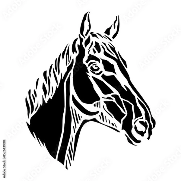 Fototapeta Profile view horse head silhouette isolated vector illustration