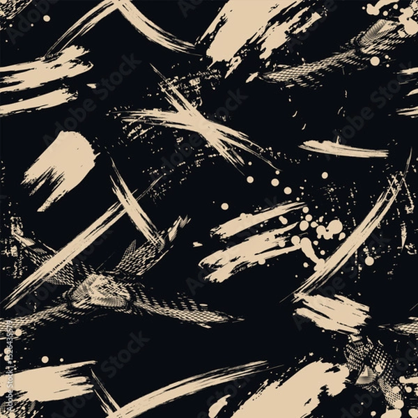 Fototapeta Sport seamless abstract pattern. Grunge urban repeated backdrop for textile, wrapping paper. Lines elements, brushe stroke.