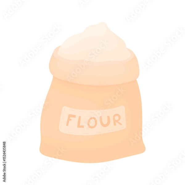 Obraz Open full sack of flour. Wheat product. Element of farm work. Product for cooking.